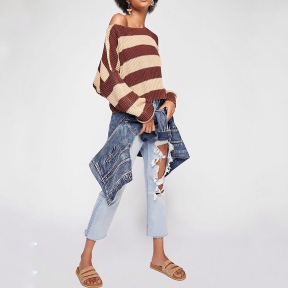 Free People Sweaters - Free People | Just My Stripe Ribbed Knit Sweater